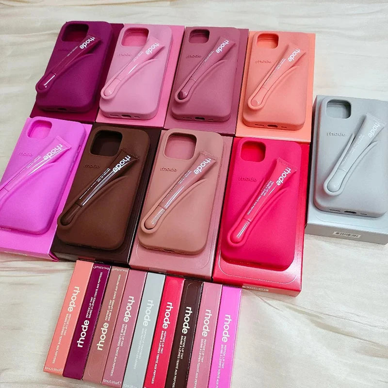 NEW Autumn Edition Rhode Lipstick Soft Phone Case For iPhone 12 11 13 14 16 15 Pro Max Plus Silicone With Box And Lipstick Cover