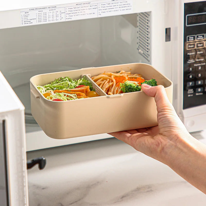 Picnic Panda Lunch Box Double-Layer Bamboo Firbe Kid's Bento Box Microwave Heating Portable Lunch Box Panda Flowers Bento box