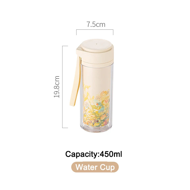 Picnic Panda Lunch Box Double-Layer Bamboo Firbe Kid's Bento Box Microwave Heating Portable Lunch Box Panda Flowers Bento box