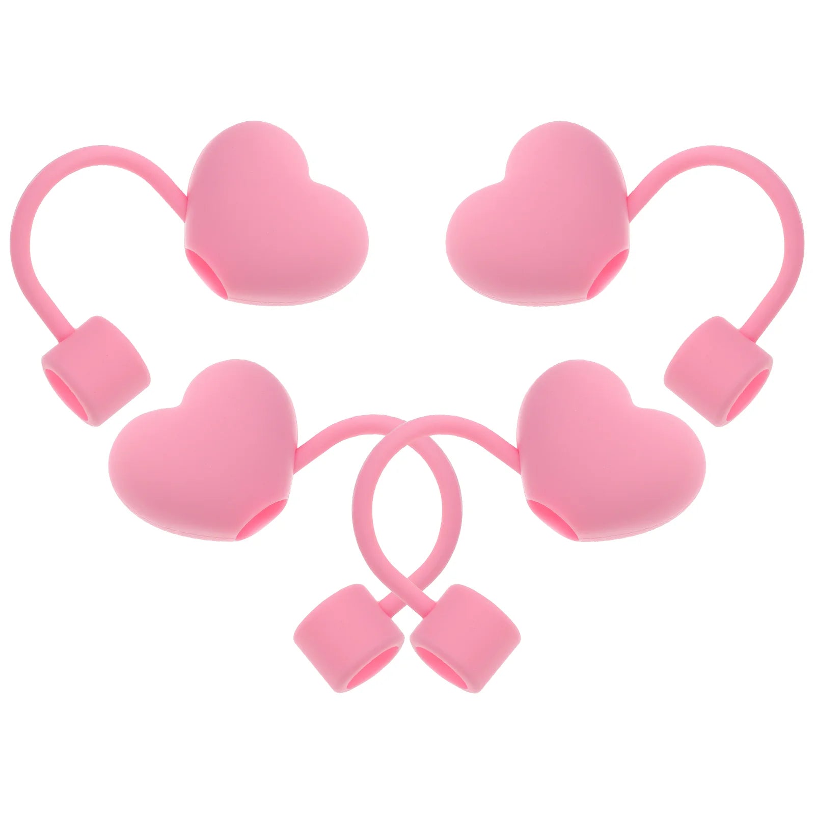 4 Pcs Straw Simulation Stopper Small Heart Shaped Tip Covers Fruit Caps Novelty Tips Pink Toppers for Tumblers